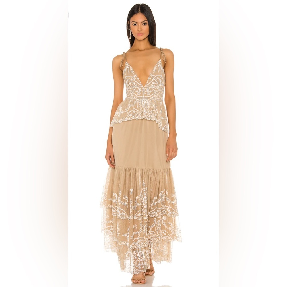 NWOT Tularosa embroidered brier brown long festival dress Size L